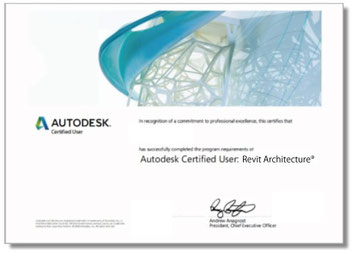 AUTODESK認定ユーザー　認定書　Revit Architecture　