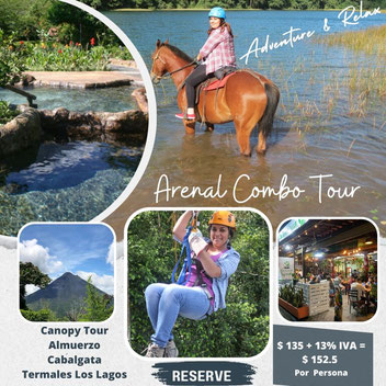 Combinado dos aventuras en un día en Arenal Canopy & Cabalgata