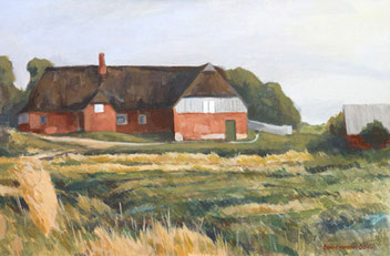 Hof Bauernhof auf Pellworm Malen lernen mit Acrylfarben Malkurs Hamburg Acrylmalkurs Enno Franzius