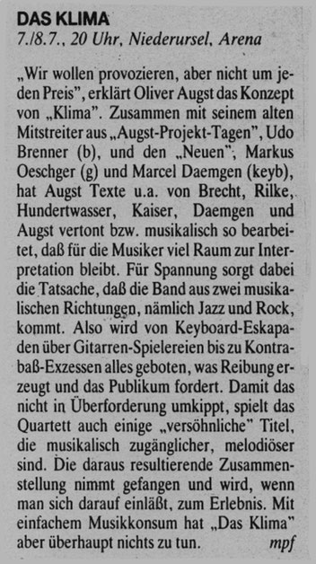 Auftritt, Juli 1989