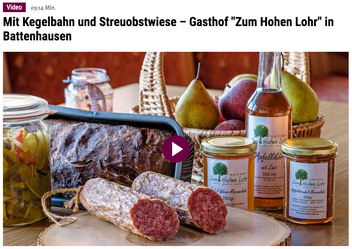 Bild vom Beitrag im Hessen fernsehen über den Gasthof "Zum Hohen Lohr" in Battenhausen; landschaftlich schön gelegen im Naturpark Kellerwald-Edersee in der nordhessischen Grimmheimat