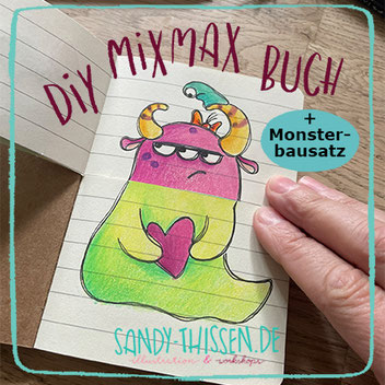 Mixmax Buch, Monsterkörper mischen, lustiges Buch selber machen, Zeichnen mit Kindern