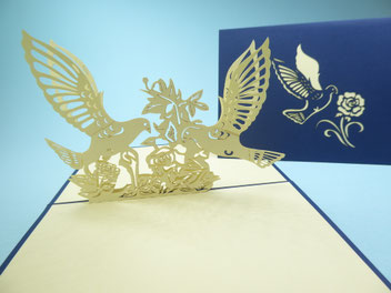 Carte kirigami Colombes - Carte d'amitié - Carte de condoléances - Carte pop-up condoléances