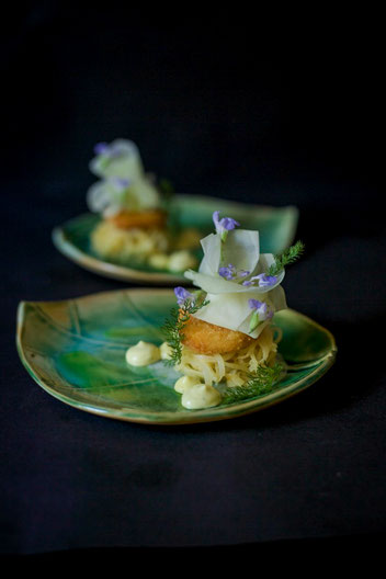 Kohlrabi, Kohlrabi Gericht, Minzmayo, Basilikum-Mayo, Minze, Kohlrabi Fettucini, panierter Kohlrabi, vegetarische Küche, Fine Dining, schnelle vegetarische Küche, vegetarisches fine dining, Gourmetküche für zu Hause 