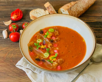 Kaltschale, Gazpacho, Tomatenkaltschale, Wassermelonenkaltschale, Wassermelone, Tomaten, Suppe