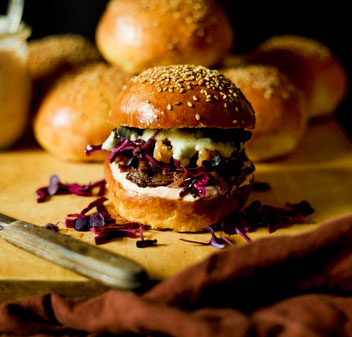 Pulled Deer Burger, Burger, Rehburger, Wildburger, Weihnachten, Burger Bun, 