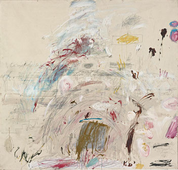 Cy Twombly, School of Athens, 1961, huile, peinture industrielle, crayon de couleur et mine de plomb sur toile, 190,3 x 200,5 cm, collection particulière