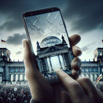 Bestimmtheit vor der deutschen Flagge