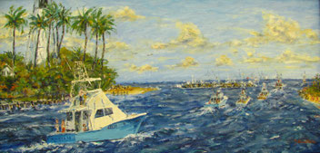 Pompano 50th Fishing Rodeo, 12x24, Oil,  $750