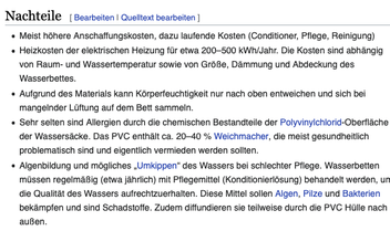 Aus: https://de.wikipedia.org/wiki/Wasserbett (4.9.2020)