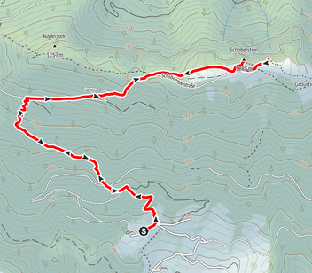 Route vom Parkplatz Schobersteinhaus auf auf Koglerstein und Schoberstein, und zum Schobersteinhaus