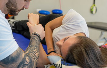 Sleeper stretch for rotator cuff tightness and shoulder mobility