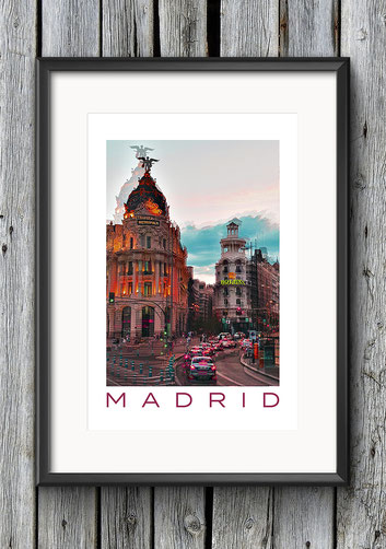 Poster bunt Madrid Metropolis Haus