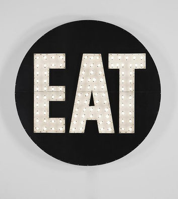 Robert Indiana, EAT eléctrico-1964-2007.Aluminio policromado, acero inoxidable y bombillas.Col.privada