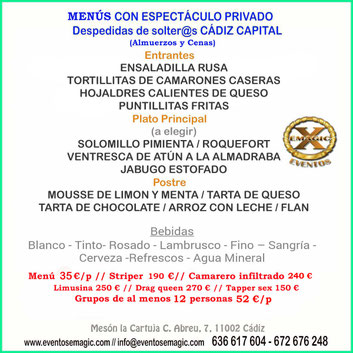 Restaurante para despedidas de solteros en Cadiz