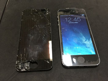 iPhone5Sガラス割れ交換修理