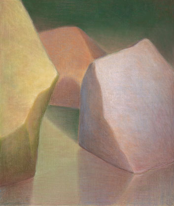 Steine, 2024 Pastell auf Leinwand, 71x60cm