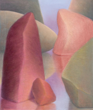 Steine, 2024 Pastell auf Leinwand, 71x60cm 