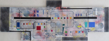 daluz composition géométrique abstraite aux formes colorées inspiration Kandinsky et Miró