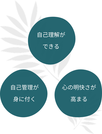 自己理解が できる、自己管理が 身に付く、心の明快さが 高まる