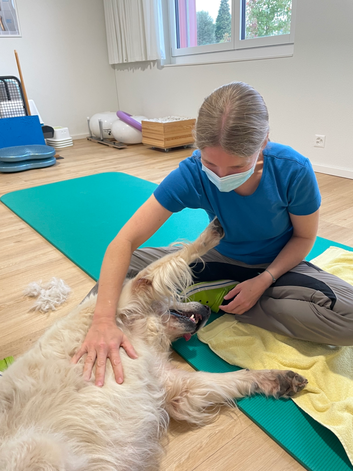 Aura geniesst die Osteopathiebehandlung