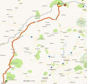 Itinéraire routier Marakele NP / Mapungubwe NP