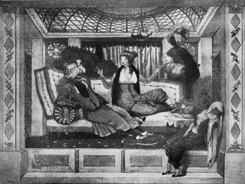 Karl Walsers Scheherazade im Haus von Hugo Cassirer, 1910.Reproduktion aus Kunst und Künstler, Nr. 6, März 1916, S. 274.