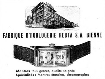 Uhrenfabrik Recta, Inserat von 1942