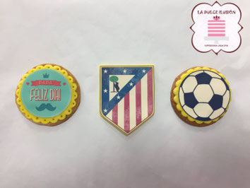 Galletas decoradas equipo de futbol para el día del padre. Regalo original dia del padre. Galletas personalizadas dia del padre en Cartagena y Murcia, La dulce ilusión