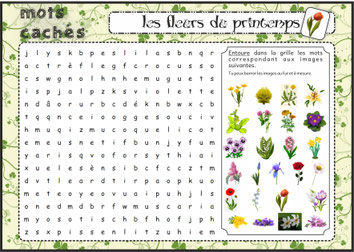 Fiche mots mêlés des noms des fleurs du printemps