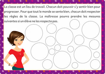 Affiche rappel règles de la classe avec espaces pour mesures à prendre