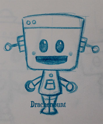 Roboter lacht für Jungen und Mädchen unisex Zeichnung Digi Stamp Plotterdatei