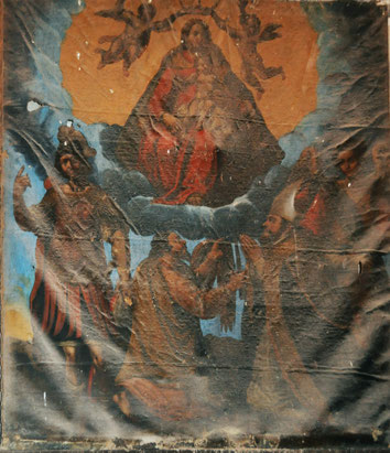 Parata- Saint Gavin, Saint Barthélémy et Saint Blaise au pied de la Vierge à l'Enfant ; un ange (?) 