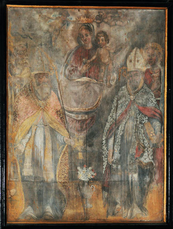 Poggio-Marinaccio-Vierge à l'Enfant, Saint Blaise Saint Pierre, Saint Nicolas, Sainte Marie-Madeleine (cheveux blonds boîte à onguents)-Vittori Giovanni XVIIè s.
