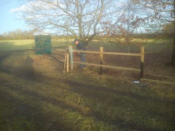 Fencing and barrier gates being built