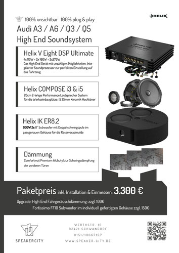 Audi A3 A6 Q3 Soundsystem Subwoofer DSP Endstufe Dämmung Lautsprecher