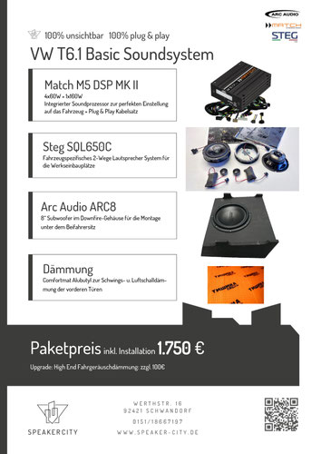 VW T6.1 Soundsystem Subwoofer DSP Endstufe Dämmung Lautsprecher