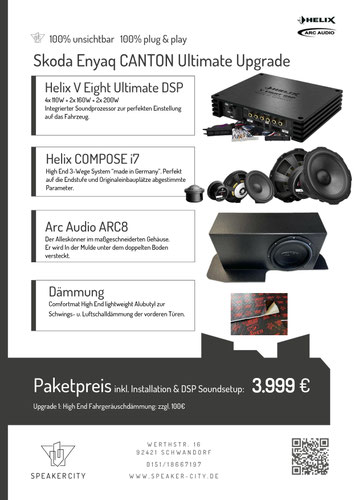 Skoda Enyaq Canton verbessern, mehr Bass, besserer Klang, Soundsystem verbessern, Subwoofer, DSP Endstufe, Dämmung