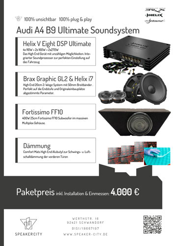 Audi A4 B9 Soundsystem Subwoofer DSP Endstufe Dämmung Lautsprecher
