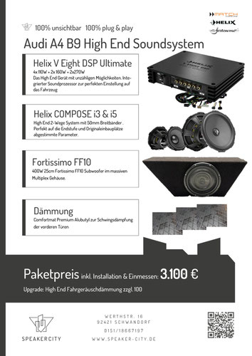 Audi A4 B9 Soundsystem Subwoofer DSP Endstufe Dämmung Lautsprecher