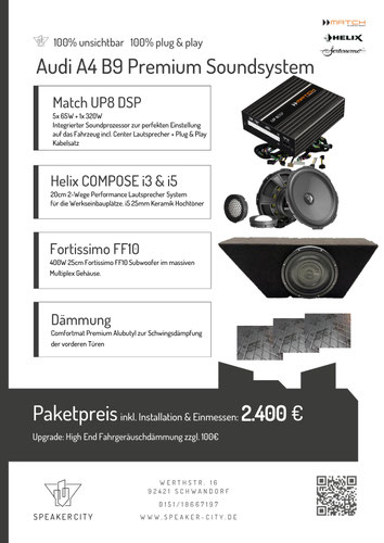 Audi A4 B9 Soundsystem Subwoofer DSP Endstufe Dämmung Lautsprecher