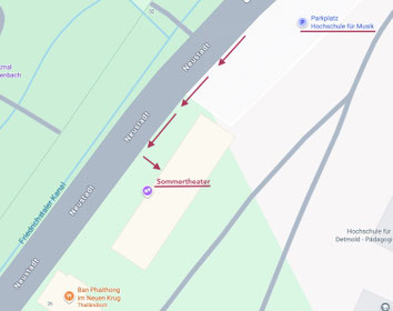 Erreichbarkeit aus Richtung Innenstadt