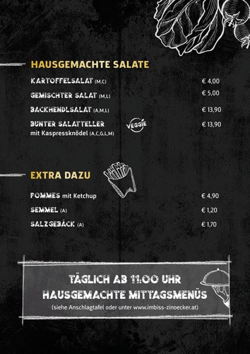 Zinöcker Speisekarte - Salate und Beilagen