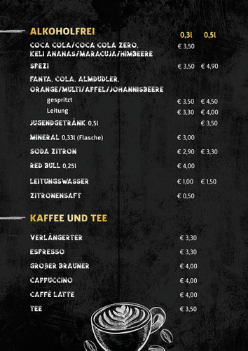 Zinöcker Getränkekarte - Alkoholfrei und Kaffee