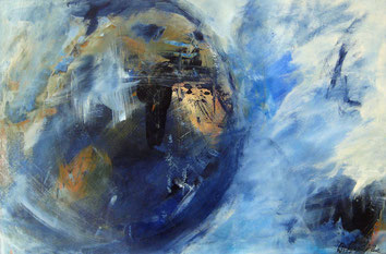 "Blauer Planet" Acryl auf Papier (59 x 38,5 cm)