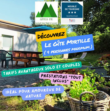 Découvrez Le Gîte Myrtille dans les Vosges TARIFS AVANTAGEUX SOLO ET COUPLES PRESTATIONS “TOUT INCLUS” idéal pour amoureux de nature