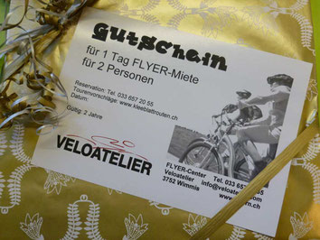 Geschenkgutschein für E-Bike FLYER mieten oder Einkaufsgutscheine