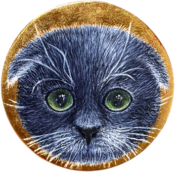 「ふくらねこ-月蝕-」 黄金テンペラ　 直径47mm ¥62,700(税込)