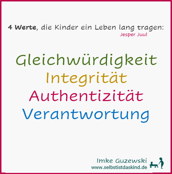 4 Werte, die Kinder ein Leben lang tragen von Jesper Juul: Gleichwürdigkeit, Integrität, Authentizität, Verantwortung