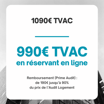 Le prix de l'audit logement pour une maison est de 990€ TVAC. L'audit logement est partiellement remboursé par la Région Wallonne via une prime pour la réalisation de l'audit.